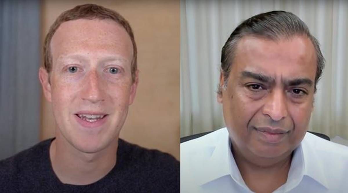 Facebooks Mark Zuckerberg og RILs Mukesh Ambani snakker WhatsApp, JioMart
