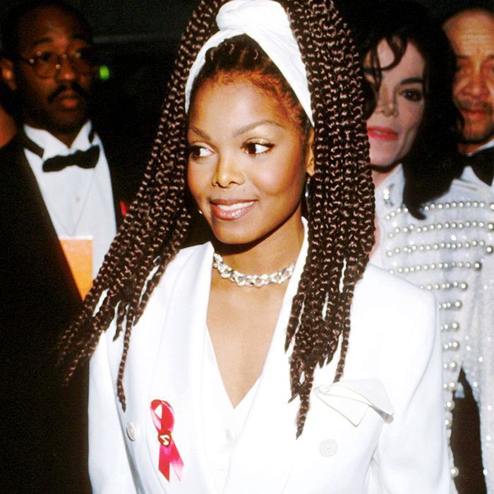 Janet Jackson hoge vlechten