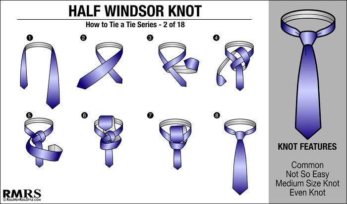 cómo hacer un medio nudo Windsor