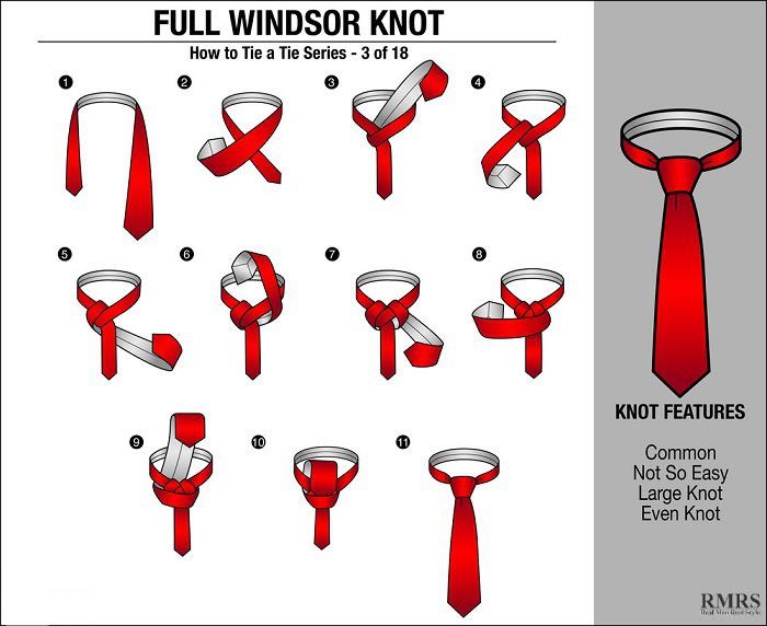 cómo hacer un nudo completo Windsor