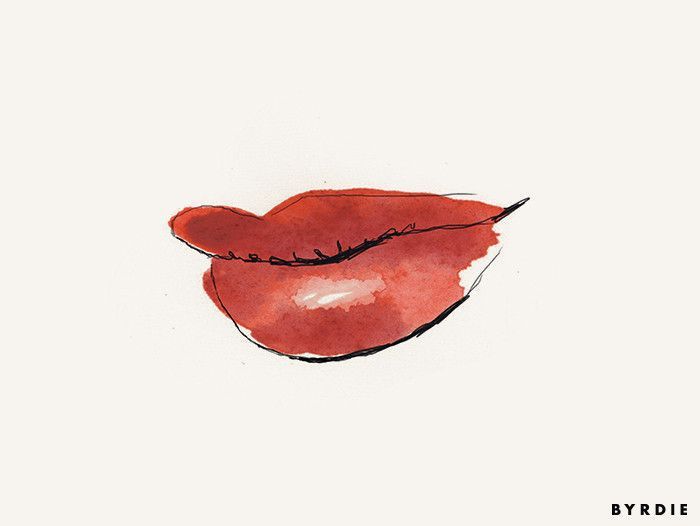 risba rdečega šminke na ustnicah
