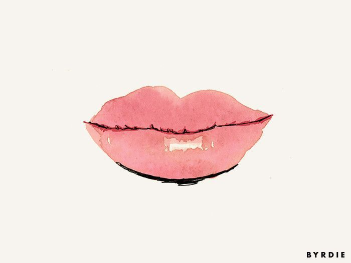 risba roza šminke na ustnicah