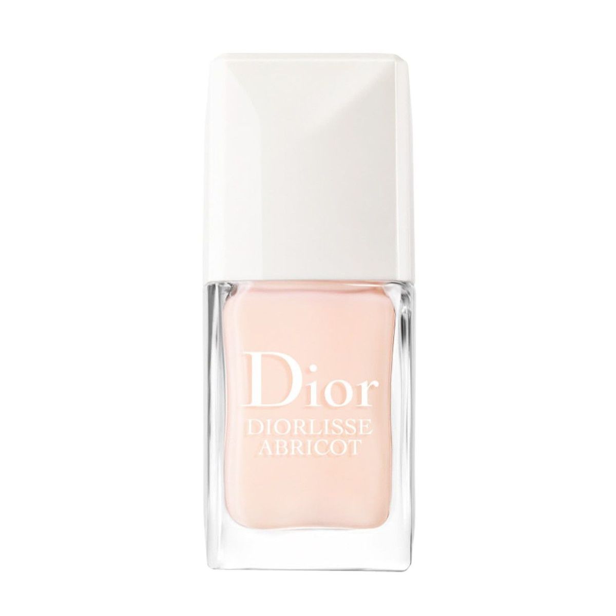 Bottiglia di smalto per unghie Dior base coat su uno sfondo bianco.