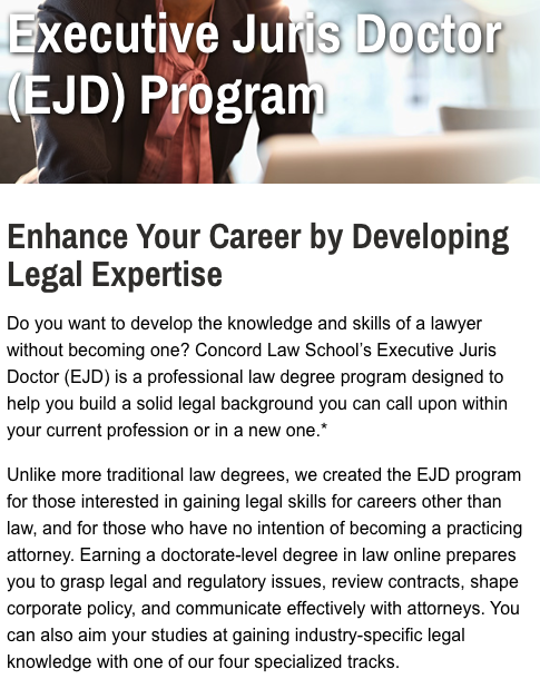 De Executive JD kost meer dan $ 33K voor drie jaar rechtenstudie - maar het maakt zijn studenten geen advocaten