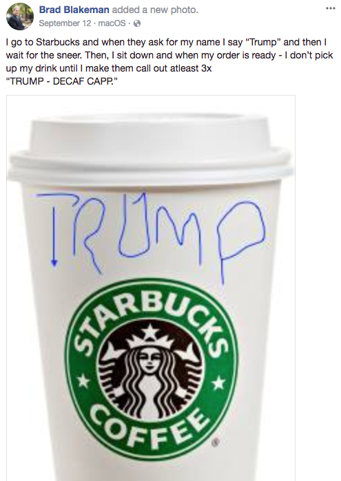Denne fyren hevdet at han 'laget' Starbucks -ansatte roper ut 'Trump MAGA', men folk har tvil om at det har skjedd