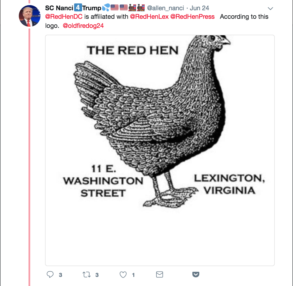 Les gens harcèlent le mauvais restaurant Red Hen après qu'un autre avec le même nom ait refusé de servir Sarah Sanders