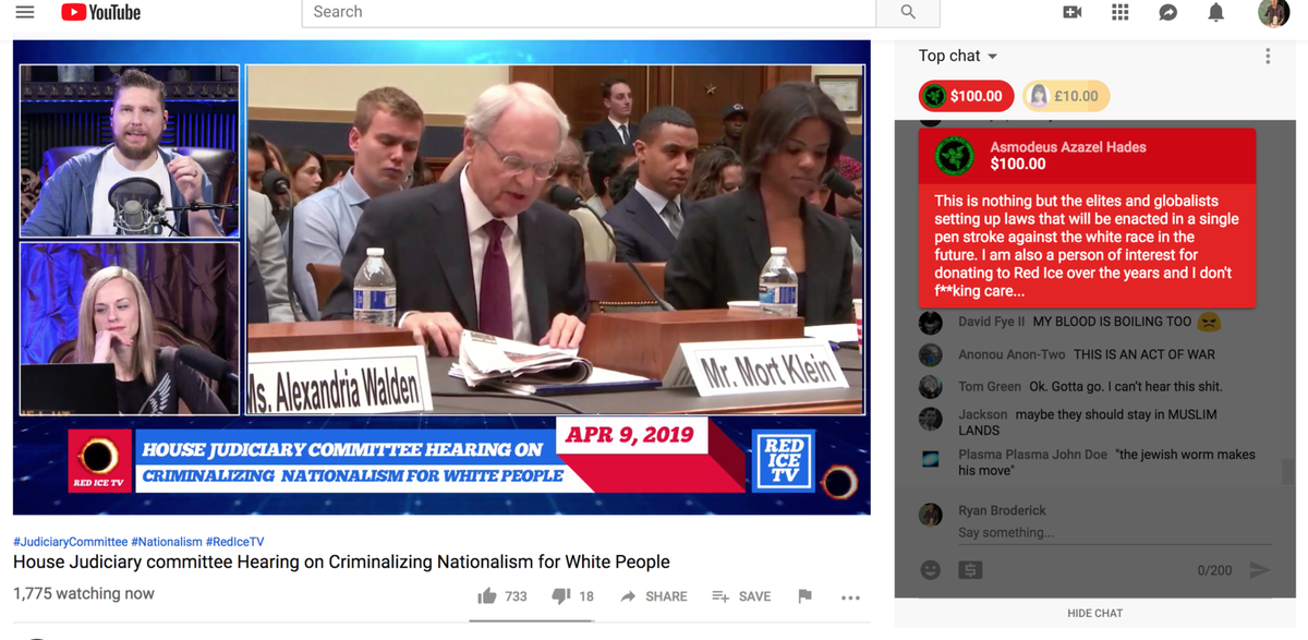 YouTube disabilita i commenti sui livestream dell'audizione del Congresso sul nazionalismo bianco perché erano troppo odiosi