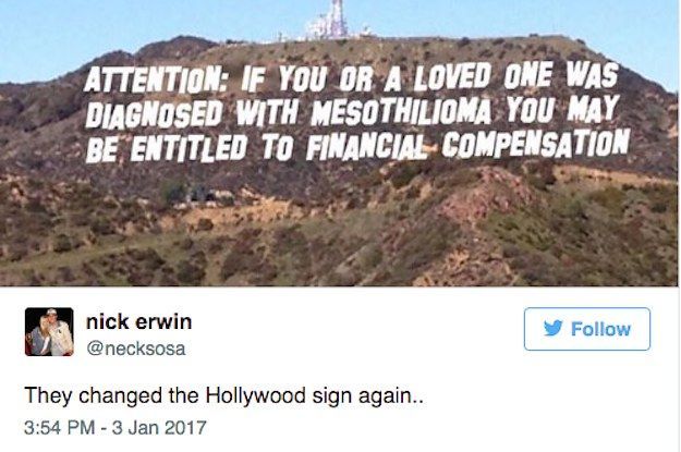 El mejor nuevo meme de 2017 son estas absurdas bromas de letreros de Hollywood