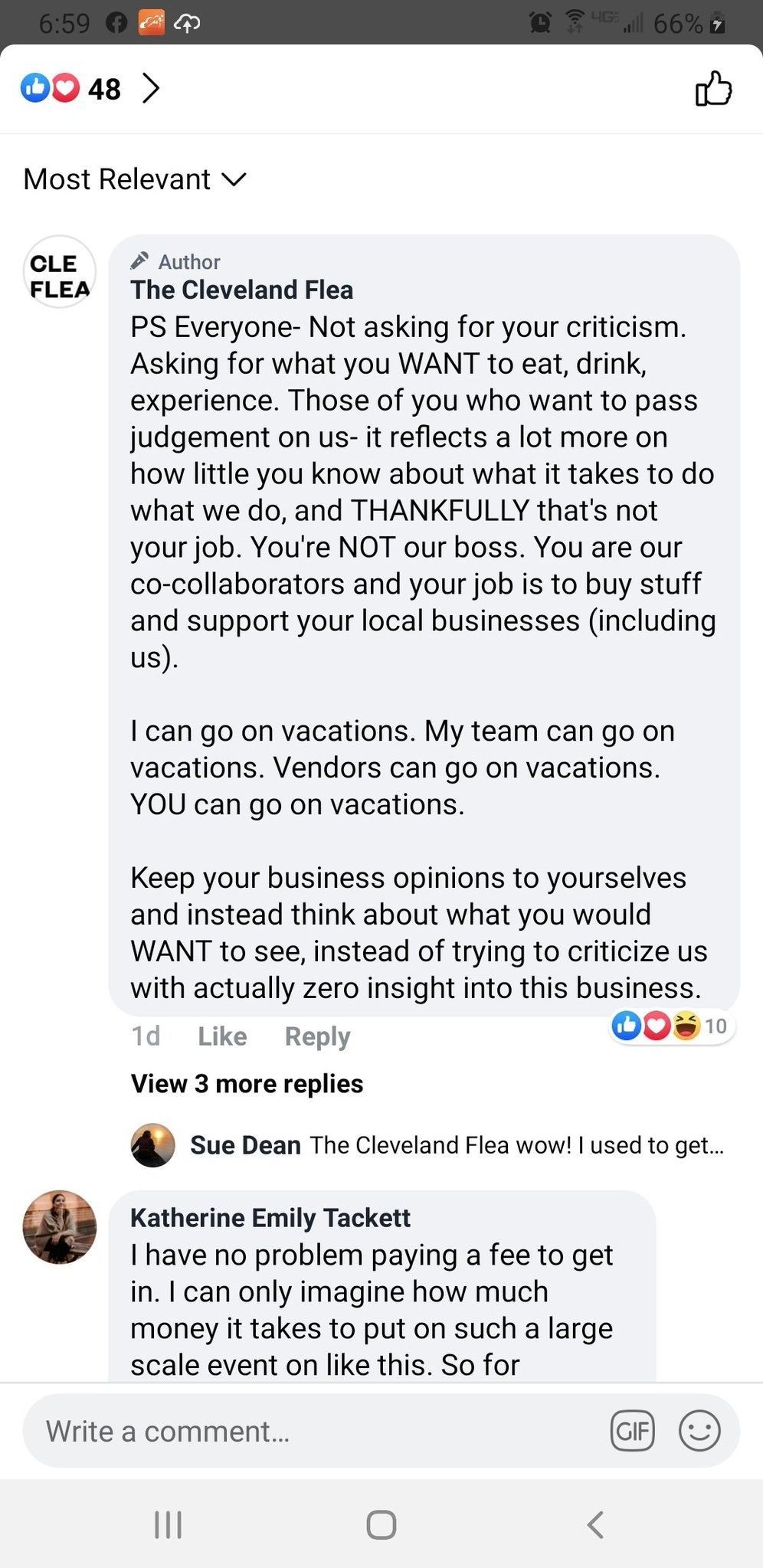 El propietario de Cleveland Flea se enfrenta a una gran reacción después de publicar en Facebook