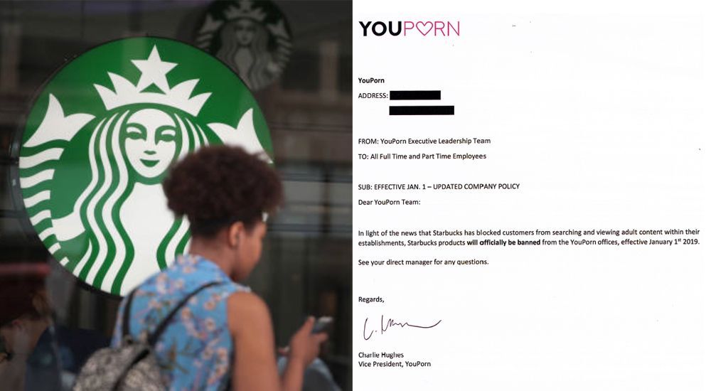 YouPorn interdit Starbucks dans ses bureaux après que Starbucks ait interdit le porno sur son Wi-Fi