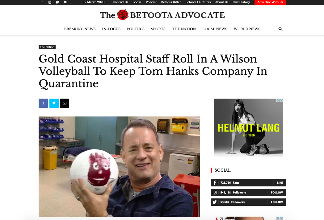 Tomas Hanksas nėra karantine su „Wilson“ kamuoliu iš aktorių