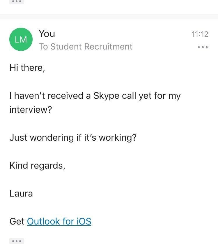 En elev dukkede fejlagtigt op til et Skype -interview med Microsoft en måned tidligt