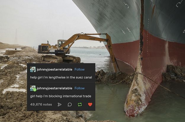 Containerskib 'nogensinde givet' fast i Suez Canal Memes