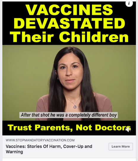 Anti-Impfstoff-Facebook-Seite verwendet Werbung, um ein großes Publikum aufzubauen