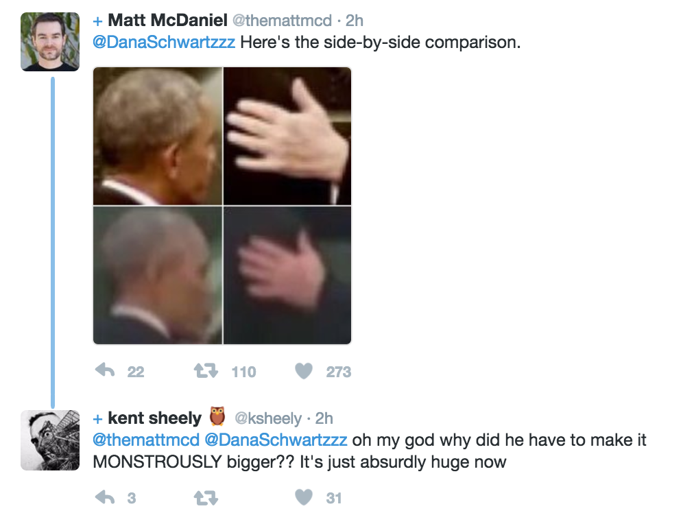 Gli investigatori di Internet sono impazziti cercando di capire se Trump avesse photoshoppato la sua mano