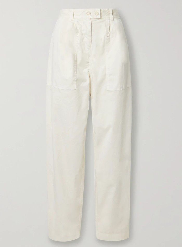 Pantaloni albi cu talie înaltă