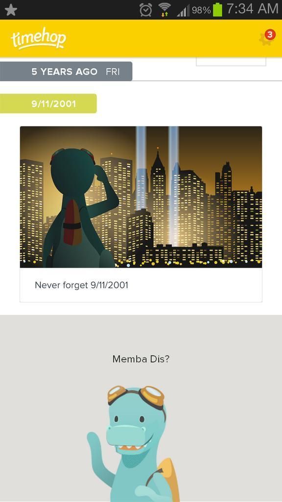 App Timehop ​​je naredil nesrečen spomin na 11. september