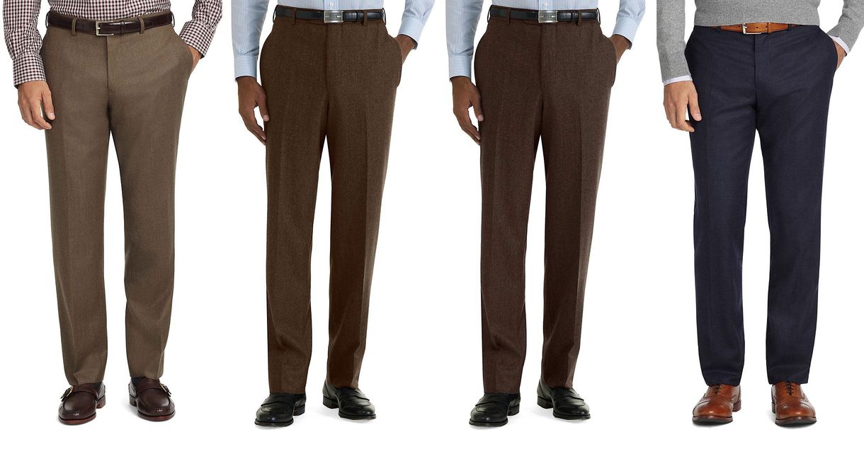 męskie spodnie w kolorze brązowym do granatowego